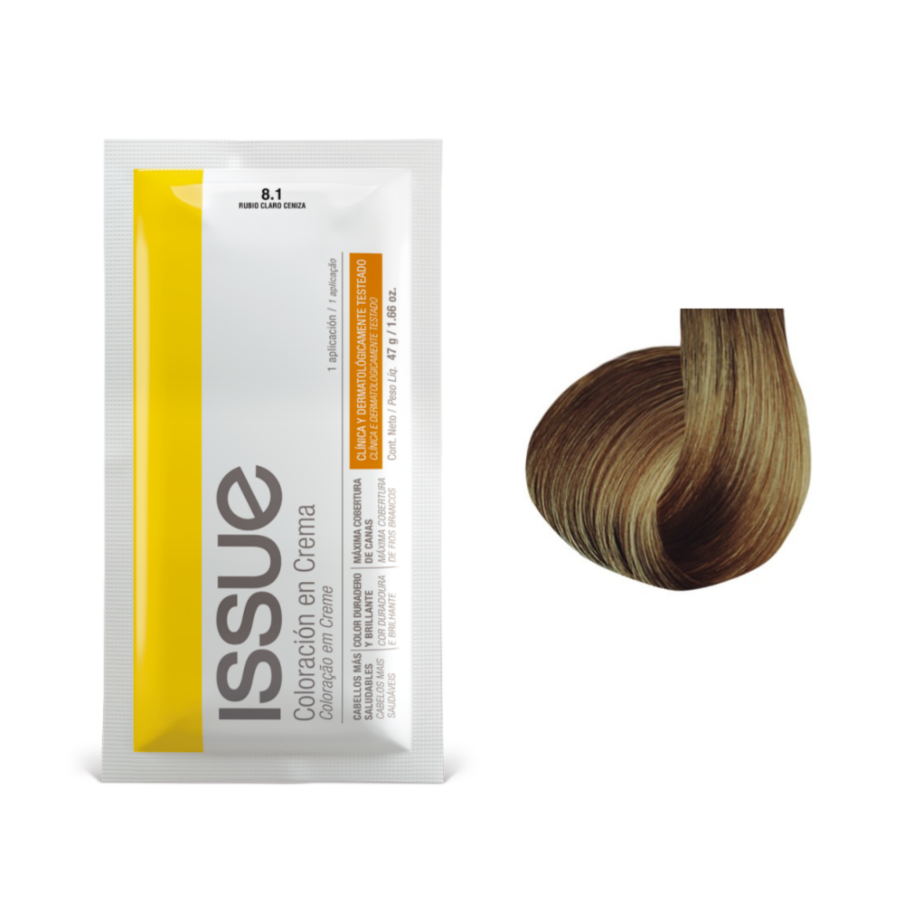 Imagen de ISSUE CREMA COLORACION Nro. 8.1 RUBIO CLARO CENIZA