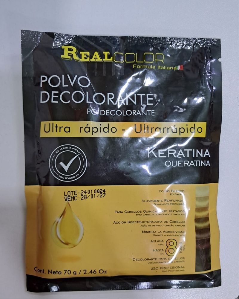 Imagen de REAL COLOR POLVO DECOLORANTE KERATINA 70GR