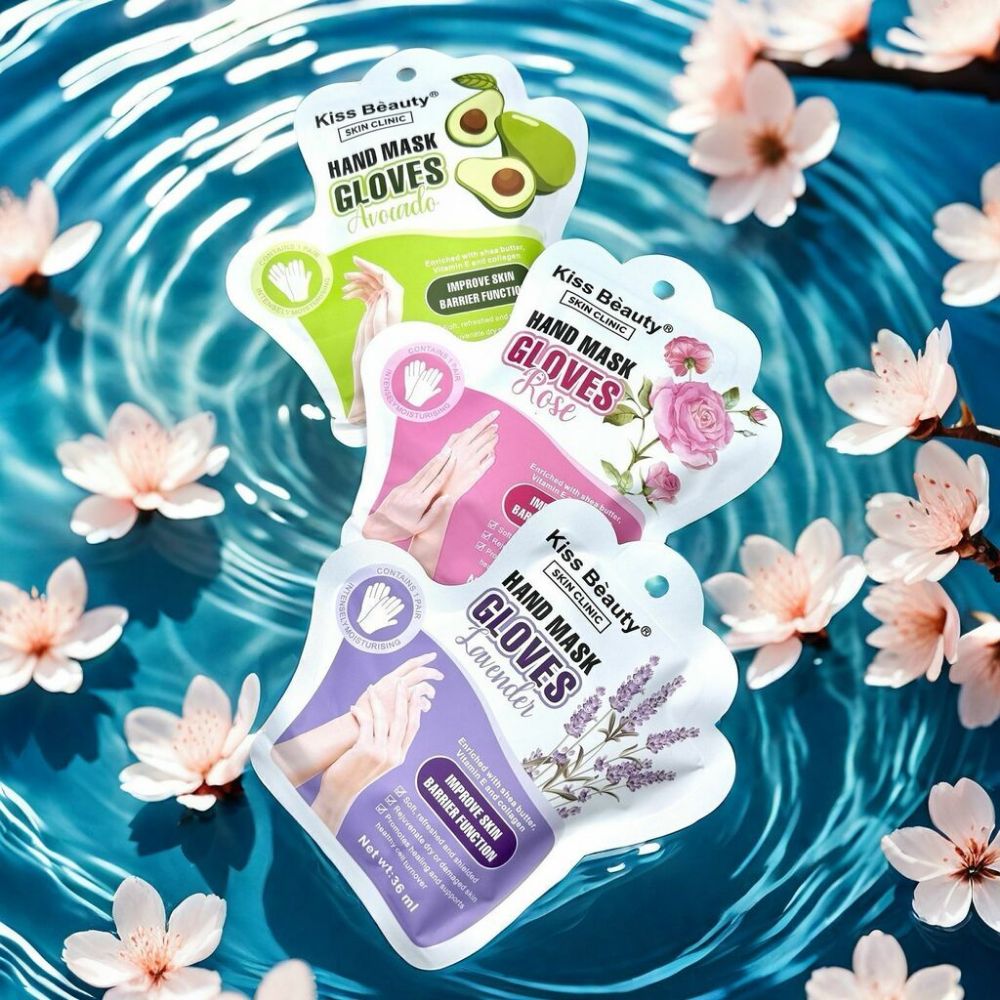 Imagen de MASCARILLAS MANO ROSAS KISS BEAUTY 1265-07A