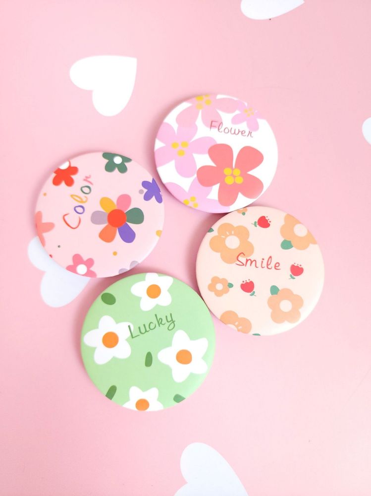 Imagen de ESPEJITO REDONDO C/DISEÑO FLOR 6264