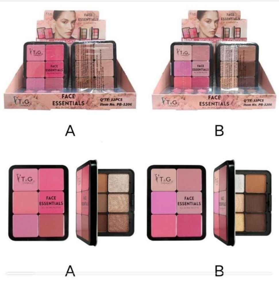 Imagen de BLUSH + ILUMINADOR + CONTORNO TANGO FACE PB-1206