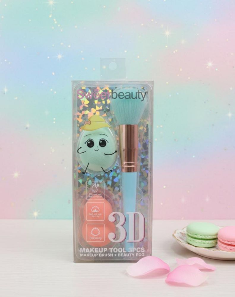 Imagen de SET 3PCS 1 BROCHA+ 2 ESPONJITAS SWEET BEAUTY BX3642