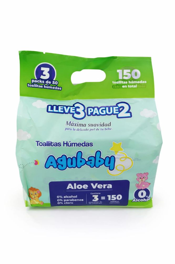 Imagen de PACK 3 TOALLITAS HUMEDAS ALOE VERA AGUBABY