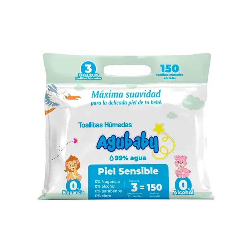 Imagen de PACK 3 TOALLITAS HUMEDAS AGUBABY