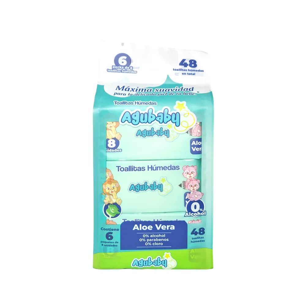 Imagen de PACK 6 TOALLITAS HUMEDAS ALOE VERA AGUBABY