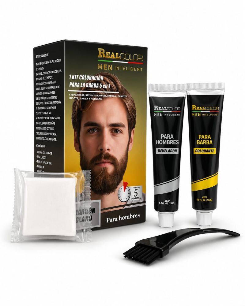 Imagen de REAL COLOR TINTE P/BARBA MARRON CLARO 5EN1