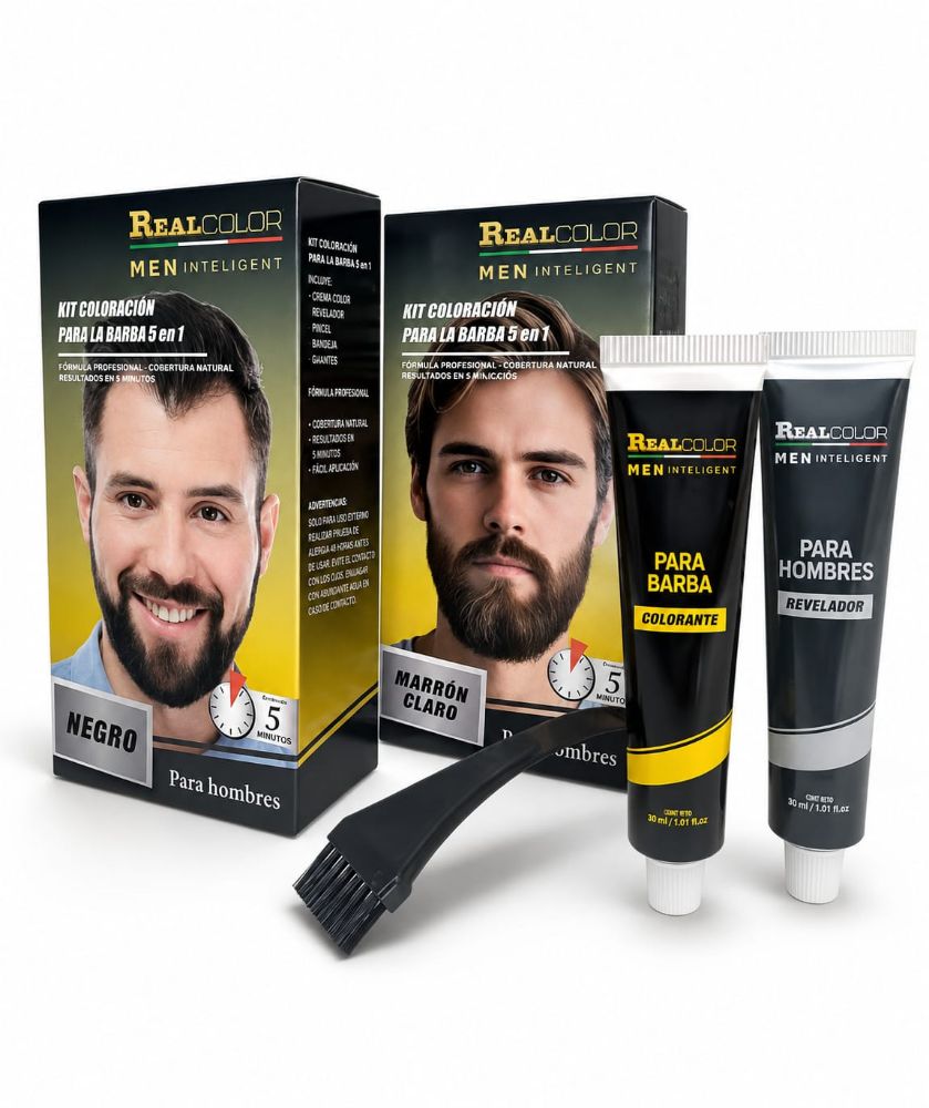 Imagen de REAL COLOR TINTE P/BARBA NEGRO 5EN1