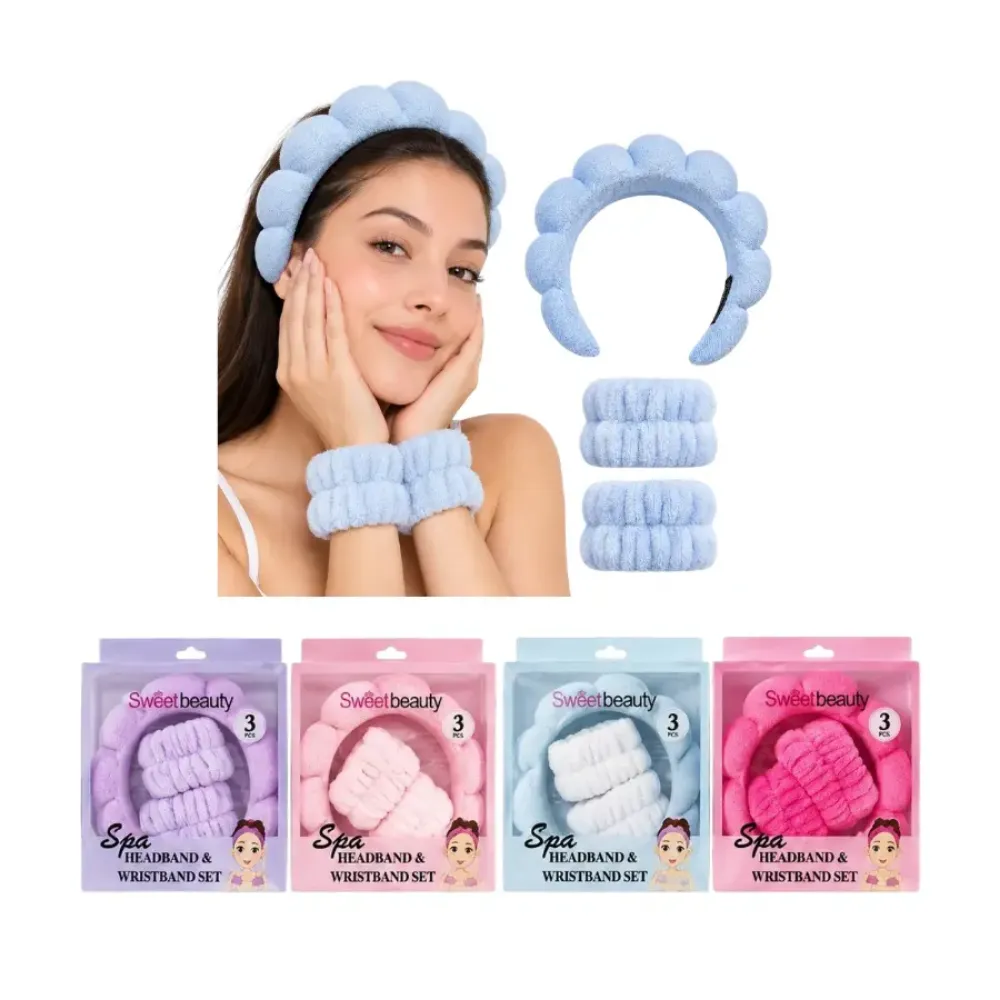 Imagen de SET DE SKINCARE 3PCS VINCHA+MUÑEQUERA BX-3995