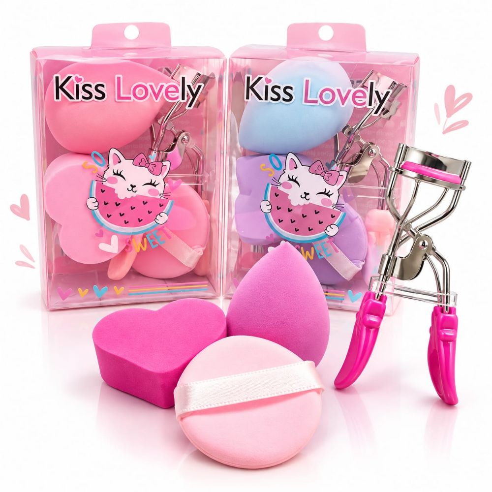 Imagen de SET 4PCS ARQUEADOR + ESPONJITAS KISS LOVELY BX-2283