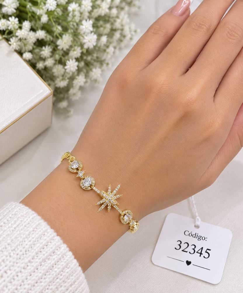Imagen de PULSERA ACERO ESTRELLA DE DESTELLOS SUT32345