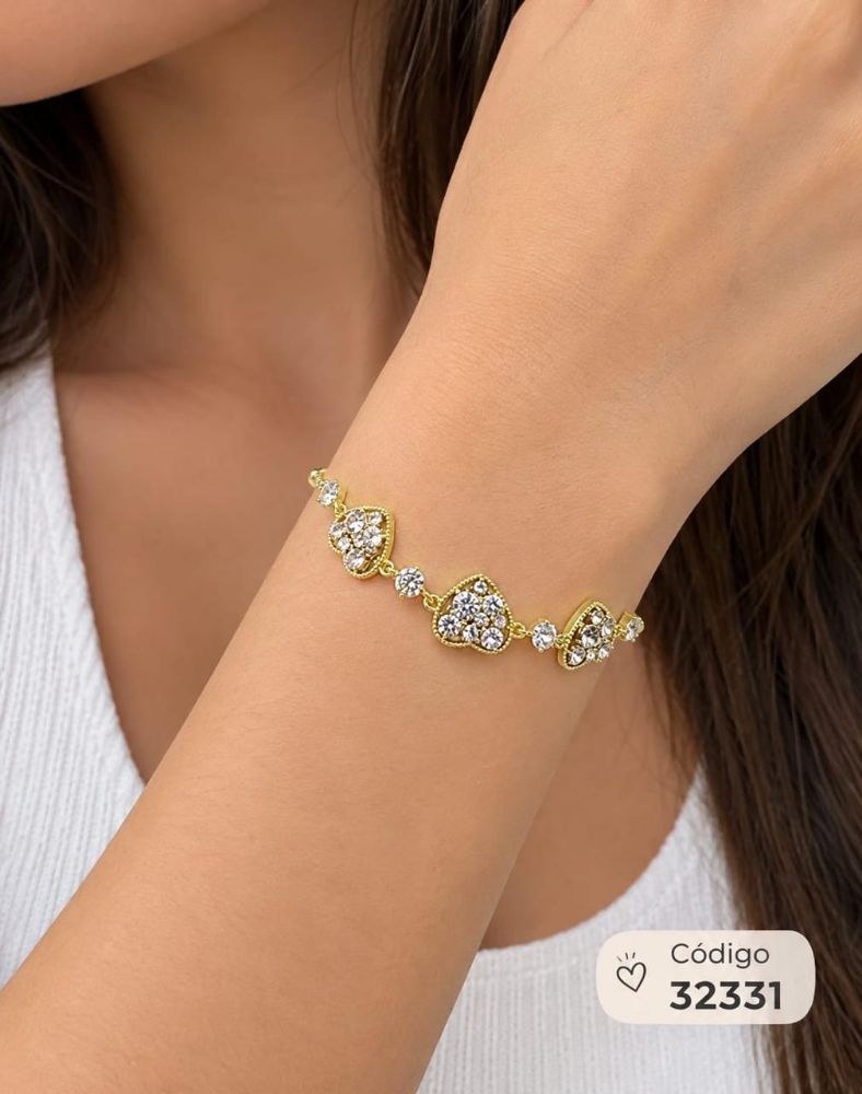 Imagen de PULSERA ACERO CORAZONES SUT32331
